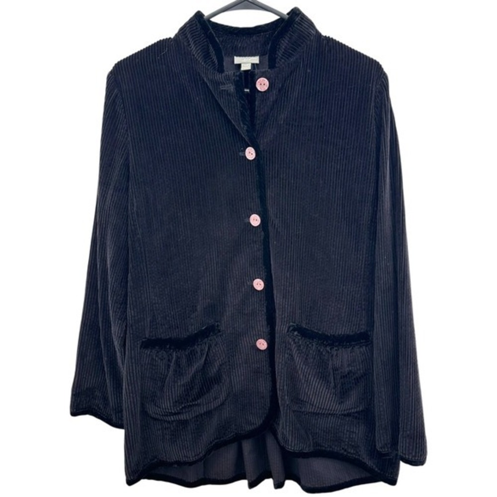 J. Jill Corduroy Velvet Trim Boho Indie Artsy‎ Button Down Jacket XS